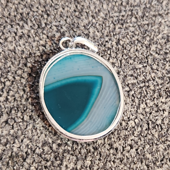 2 inch green botswana agate pendant silver plated. New (No chain) - Picture 3 of 8